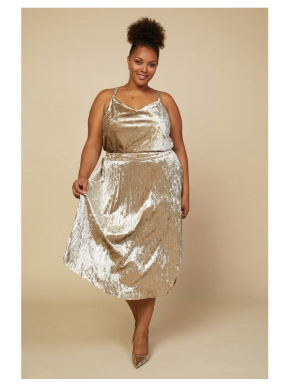 SKIES ARE BLUE Pleated Velvet Midi Skirt Size 1X - Picture 7 of 7